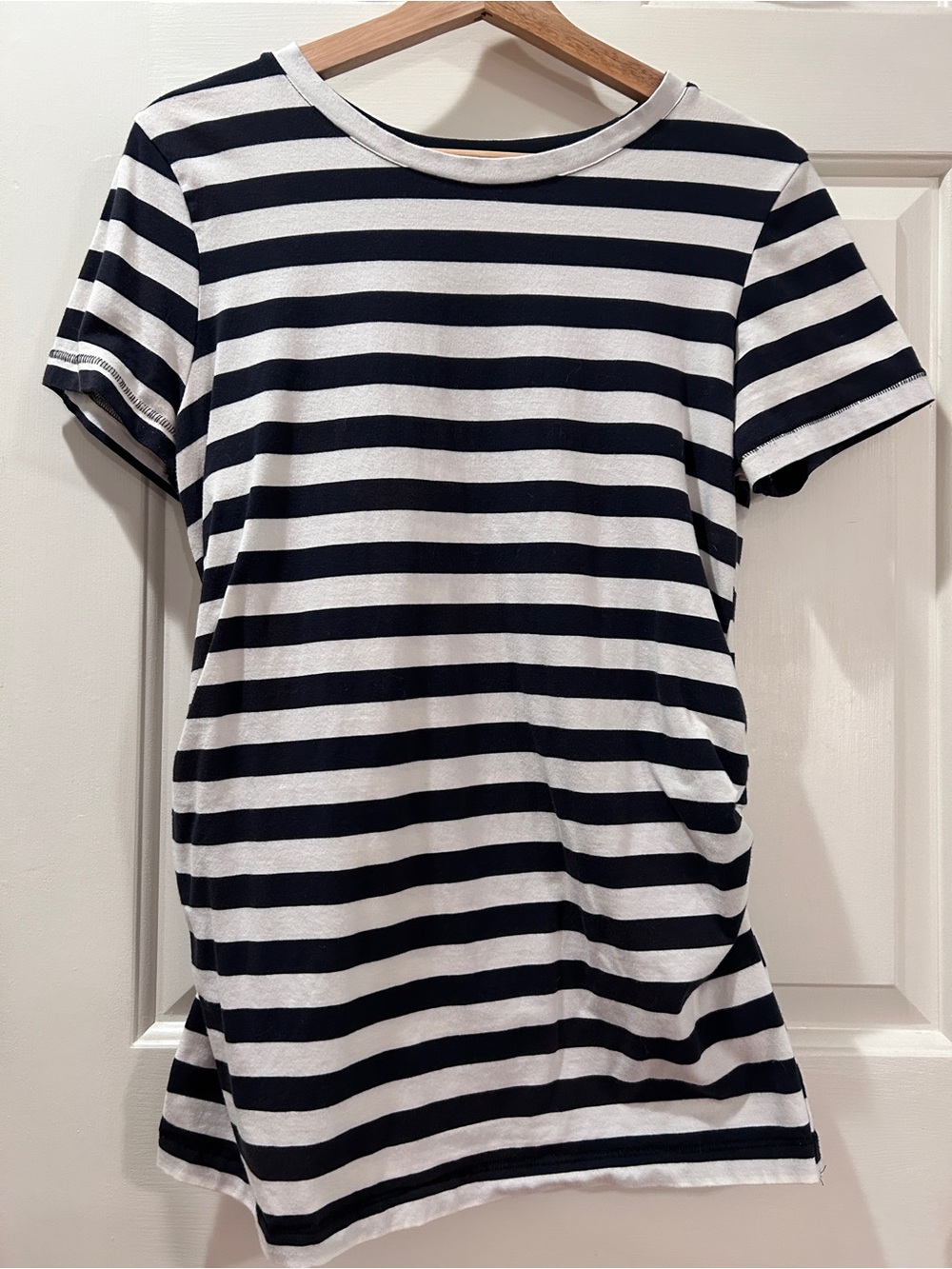 Classic Black & White Striped Maternity Tee Size Medium